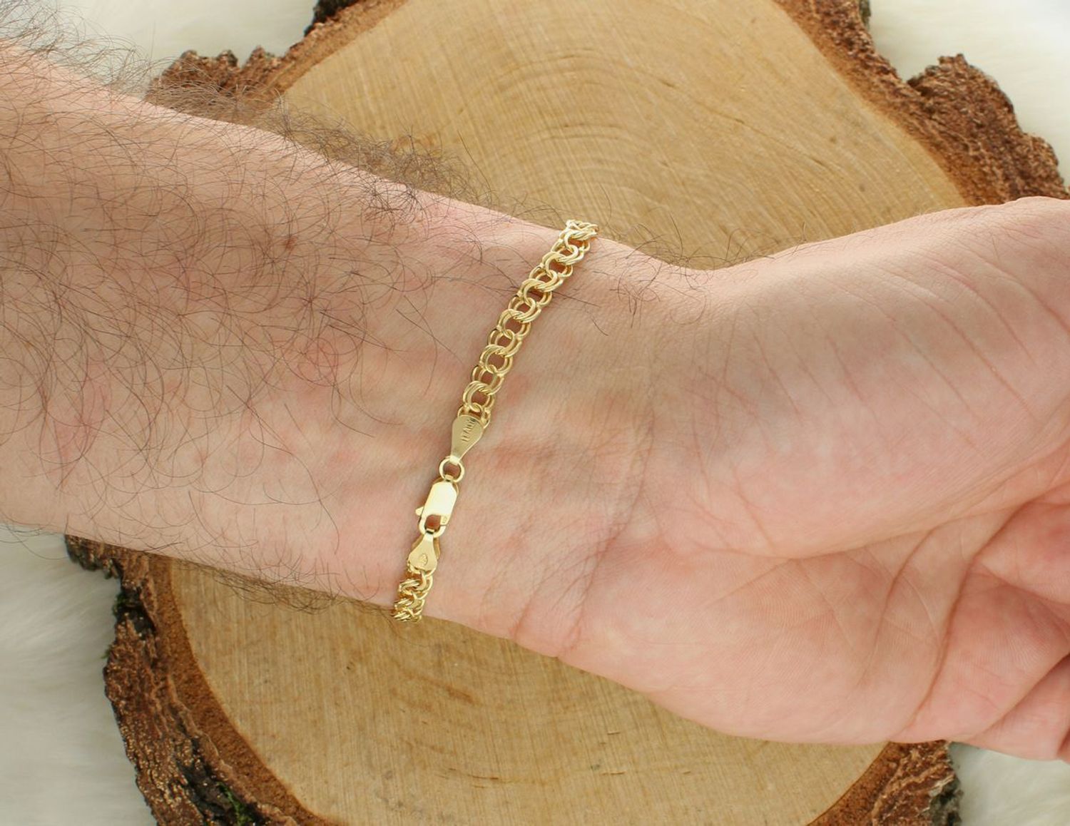 Bransoletka srebrna pozłacana próba 925, garibldi DIA-BRA-12527-925 5,4mm.jpg